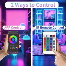 NBBUFF LED Strip Light - USB RGB Ribbon With TV LED Backlight, Synchronized Color-Changing Glowing LED Lights. Features 24-Key APP Control For Decorative Night Lighting In Homes, Bedrooms, Christmas Parties, And Holiday Wall Decor. - 24key Remote+APP Control - View 4
