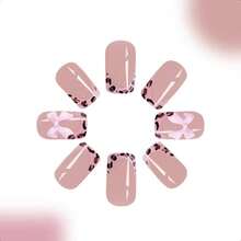 Short Press Pard French Tip False Nails With Pink Ossy Bow Design Ue On Nails Full Cover Stick On Nails 24Pcs-0345 - NudePink-1液體盎司(1包) - 查看 3