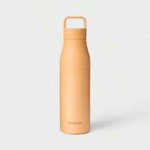 24oz Insulated Water Bottle - Metal Exterior With Plastic Liner - Spill-Proof Lid With Carry Handle - For Cold Beverages