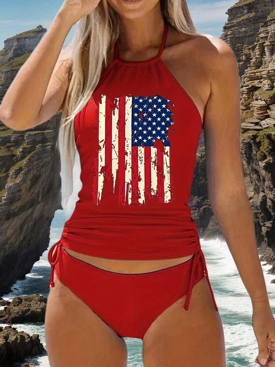 Women's Tankini Tankini Two Piece Swimsuit - Đỏ - Xem 1