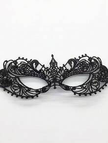 4 件蕾丝面罩，性感黑色蕾丝刺绣眼罩，角色扮演道具面罩，适合万圣节化妆舞会 - 彩色 - 查看 6