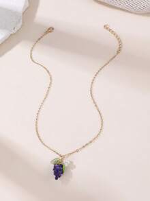 1/5 Stücke modische minimalistische Frucht-Anhänger-Halskette mit Erdbeere, Zitrone, Traube, Orange, Blaubeere, vielseitiges Tages-Accessoire für Frauen