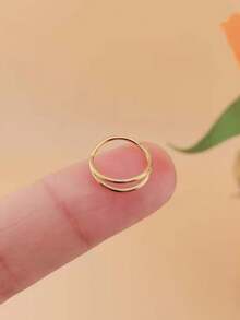 1pc 14K Gold Plated Hypoallergenic Lightweight Silver Double Hoop Earrings, Huggie Hoop Cartilage Helix Piercing Earrings, Suitable For Women 316L Stainless Steel Septum Nose Ring 16G Conch Piercing Jewelry Septum Clicker Lip Ring