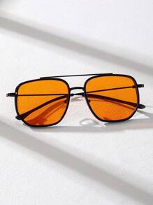 1pc Metal Pilot Frame Advanced Sense Unique Double Beam Design Vintage Elegant Shades Basics Fall Winter Fashion Eyeglasses For Driving Fishing Street Snap Street Business Suitable For All Face Shapes Decoration For Summer Beach Vacation,Outdoor,Travel - Multicolor - View 10