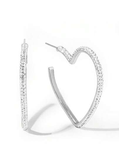 1 Coppia di Orecchini a Cerchio a Forma di Cuore - In Argento 925 e Placcato Argento con Cuori Dorati, Regali Ideali per la Fidanzata o Regali di San Valentino Carini per Lei