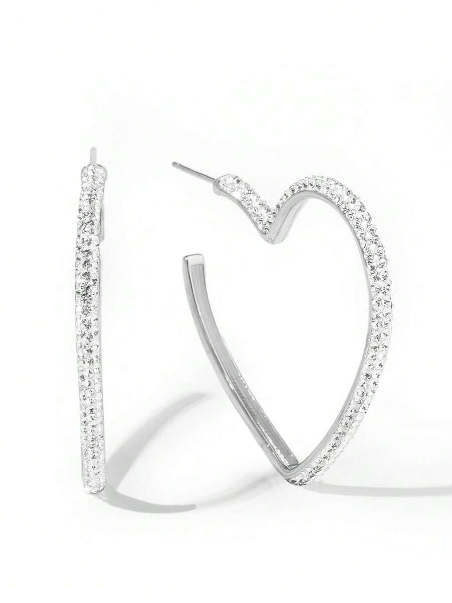 1 Coppia di Orecchini a Cerchio a Forma di Cuore - In Argento 925 e Placcato Argento con Cuori Dorati, Regali Ideali per la Fidanzata o Regali di San Valentino Carini per Lei