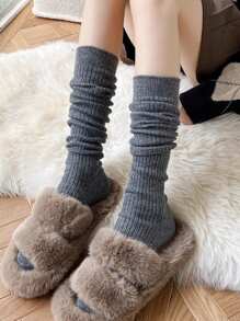 3 Pairs Retro Women Stockings New Fashion Autumn Casual Solid Color Japanese Style Warm Socks For Woman Soft Winter Knee High Socks Long, Y2K