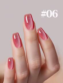 10毫升热门性感猫眼凝胶指甲油，2025冰透明裸色玻璃珠猫眼温柔清新少女心形美甲，西瓜粉茉莉冰茶猫眼美甲用品，圣诞美甲 - 彩色 - 查看 7