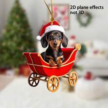 1 2D Flat Acrylic Sausage Dog And Elephant Patterned Holiday Pendant Wearing A Christmas Hat, Suitable For Christmas, And Birthdays - Perfect For Car Mirrors And Christmas Trees. The Acrylic Pendant Is Suitable For Christmas Tree Decoration, Backpacks, Keychain Decorations, And Christmas Tree Decorations Home Decor Christmas Decorations Room Decor