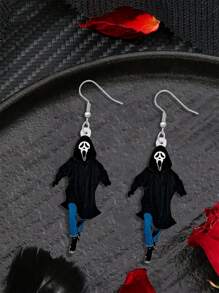 1 对创意尖叫鬼亚克力吊坠耳环 - 采用卡通人物设计，休闲风格，不锈钢挂钩，防过敏，女士珠宝，适合日常佩戴、送礼、万圣节、圣诞节、派对和全年使用，是送给家人和朋友的完美节日和生日礼物 - 彩色 - 查看 4