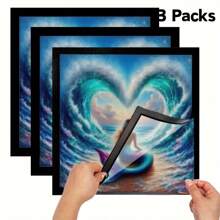 2pcs/3pcs/4pcs Diamond Painting Frames, 15.7X15.7 Inch/40X40 Cm Diamond Painting Canvas, Art Photo File Poster Wall Sticker Frames, Artistic Magnetic Display Frames, Home Wall Magnetic Stickers