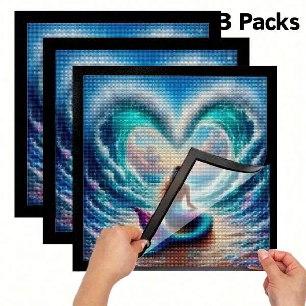 2pcs/3pcs/4pcs Diamond Painting Frames, 15.7X15.7 Inch/40X40 Cm Diamond Painting Canvas, Art Photo File Poster Wall Sticker Frames, Artistic Magnetic Display Frames, Home Wall Magnetic Stickers
