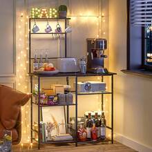 Baker's Rack For Kitchen With Storage, Microwave Stand With Adjustable Shelves, Kitchen Stand With 10 S Hooks, 6-Tier Coffee Bar Station, Kitchen Shelves For Spices, Pots, Gray,10600245 - 深灰色 - 查看 9