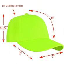 Bulk Lot 12-Pack Adjustable Size Plain Blank Solid Color Baseball Caps - Neon Green - View 2