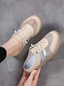 女士休闲夏季低帮网眼凉鞋，透气轻便，时尚妈妈鞋，米色 - 296卡其 - 查看 5