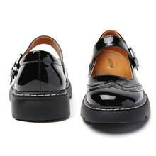 Mary Jane For Women Gothic Oxford Shoes - Flat Shoes, Ankle Tied, Round Toe For Casual Dresses, Work, And Campus - 鏡面黑色 - 查看 4