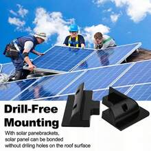 Solarpanel Halterung I witterungsbeständige Solarmodul Halterung aus ABS-Kunststoff I Solar Eckhalterung I Halterung für Solarmodule in schwarz I Solarpanel Montageset - Schwarz - Übersicht 4