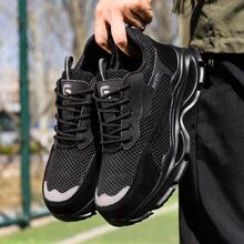 女士安全鞋，大网眼透气，钢头，防砸，防刺穿，柔软轻便的EVA鞋底，时尚功能性工作鞋 - 黑色 - 查看 4