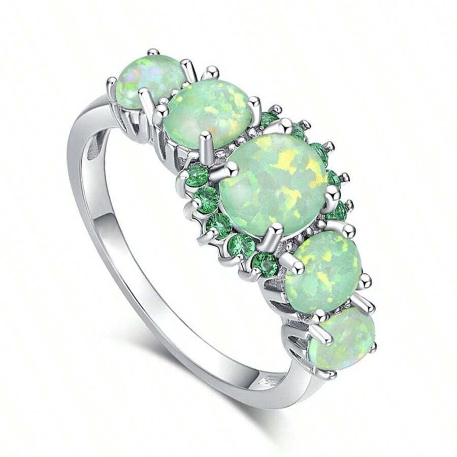 Luxuriöser synthetischer Opalring, einzigartiges Kupfer-Verlobungsring-Design, geeignet für Valentinstag, Hochzeit und Party