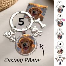 Custom DIY Dog Photo Keychain I Love Dog Glass Crystal Pendant Mini Heart Keychain Car Key Man And Girl Favorite Gift,Customized Keychains & Accessories,Easy Comfort, ,Colorful,Cute,Adorable,Funny,Kawaii,Y2K,Stylish,Unisex,Casual,Custom,Personalized,Unique,Customized,Ideal Gifts For Him,Ideal Gifts For Her,Her,Boyfriend,Girlfriend,Family,Friends - Silver - View 1