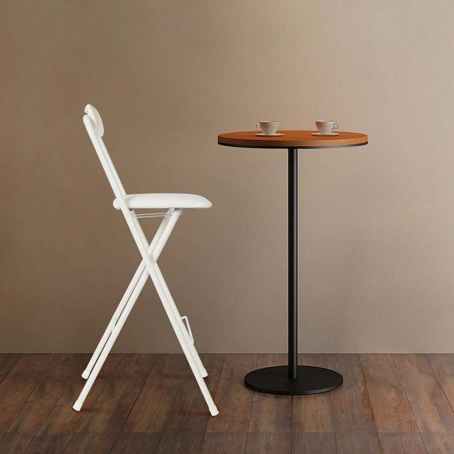 XIANXUS Foldable Bar Chair, Tall Folding Chair, Portable Folding Stool, For Kitchens, Dining Rooms, Living Rooms, Study Rooms, Bedrooms, Balconies, Offices, Bars, Dining Halls, Cafes - 白色 - 查看 1