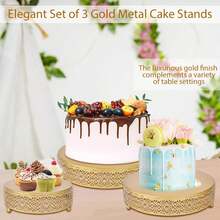 3pcss Golden 3-Tier Metal Cake Stand - Cake Stand Set Wedding, Dessert Table Decor, 3pcs Combination, Iron Art, Elegant And Decorative - Gold - View 3