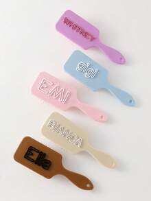 1pc Personalized Name Engraved Anti-Static Solid Color Hair Comb, Gift For Her, Mom, Bridesmaid, Birthday, Party, Anniversary Christmas Beauty Accessories - Multicolor - View 3