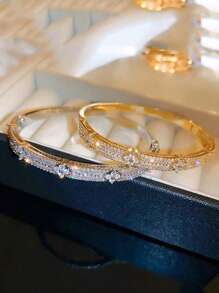 Sparkling Elegant Fashion Women's Stainless Steel Cubic Zirconia Bracelet Set, Suitable For Gala, Party, Daily Wear And As Gift For Friends - Multicolor - View 13