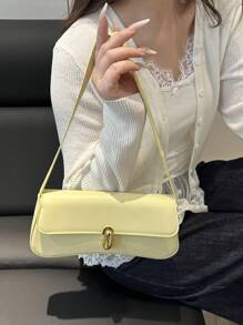 小众高端法棍包，2025春夏新款时尚百搭腋下包，韩版简约单肩手提包女 - 黃色 - 查看 4