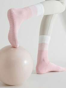 5 Paar Damen Farbverlauf Yoga Pilates Sport Socken, Silikon rutschfeste Tanzsocken, geeignet für Indoor Fitness Aerobic Sport Laufen, elastischer Sportgürtel Griff passend zu Sportbekleidung Yoga Hosen Mittellange Socken - Verschiedenfarbig - Übersicht 4