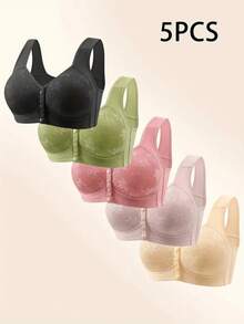 5-Piece Set, Front Closure, Thin Cup, Comfortable, Bra, No Steel Rim - Nhiều màu - Xem 1