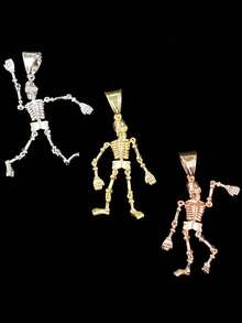 DUBSS 男士骷髅项链吊坠，爪镶镀金嘻哈饰品 - 骷髏 - 查看 5