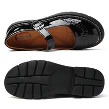 Mary Jane For Women Gothic Oxford Shoes - Flat Shoes, Ankle Tied, Round Toe For Casual Dresses, Work, And Campus - 鏡面黑色 - 查看 3