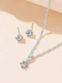 5件套优雅婚礼首饰套装，女士礼品 - 銀色 - 查看 2