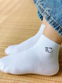 1/5/10双装 女士/情侣可爱表情个性化多功能短袜，隐形袜，适合日常、节日、户外活动穿着，圣诞礼物 - 黑與白 - 查看 5