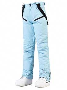 1 pieza Pantalones de esquí de alta calidad y cálidos para mujer con tirantes desmontables - Calidez invernal, con bolsillos, diseñounicolorlido para deportes al aire libre, equipo deportivo para hombres, pantalones de trabajo para esquí, ropa de esquí para mujer