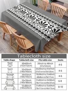 1pc Floral Retro Printed Tablecloth, Modern Polyester Rectangular/Round Waterproof Tablecloth, Digital Retro Printing Design Suitable For Living Room, Outdoor Dinner Table, Small Round Table - Multicolor - View 3