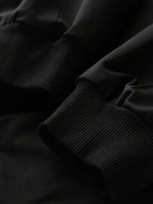 青少年男孩篮球印花圆领卫衣，休闲舒适，秋冬时尚可爱 - 黑色 - 查看 5