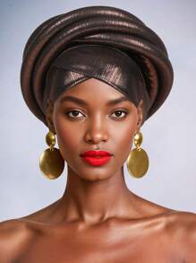女士夸张非洲头巾交叉帽檐立体造型高档宴会头饰 - 彩色 - 查看 12