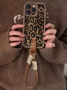 1pc Leopard Print Shock-Absorbing Lanyard Phone Case, TPU Material Anti-Fall Lightweight Protective Cover, Compatible With Iphone 16/11/13/15/15 Plus/15 Pro/15 Pro Max/12/14 Pro Max/XS/XR/11 Pro Max/12 Pro/12 Pro Max/13 Pro/13 Pro Max/14 Pro/14 Plus/7/8 Plus Waterproof Scratch Resistant - Brown - View 6