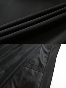 Men's Stand Collar Zip-Up Baseball Jacket - Black - View 6