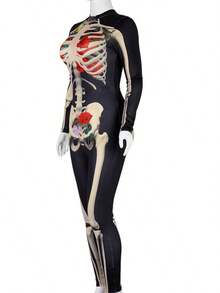 ALBIZIA Women's Skull Skeleton Halloween Costume Jumpsuit Bodysuit Cosplay Bodysuit Outfit - Kiểu-1 - Xem 3