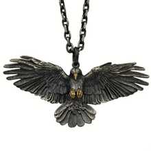 1 Piece Exquisite Hot-Selling Retro Falcon Necklace Eagle Spreading Wings Pendant European And American  Hip-Hop Disco Unisex - 黑色 吊墜+項鍊 - 查看 5