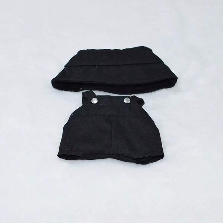 1pc 17cm Plush Doll Outfit With Hat, Suspender Pants, Doll Figurine, Bucket Hat Doll Accessory - Multicolor - View 5