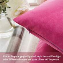 1pc Plain Cushion Cover Without Filler,velvet pillowcase for sofa, home decoration - Hot Pink - View 4