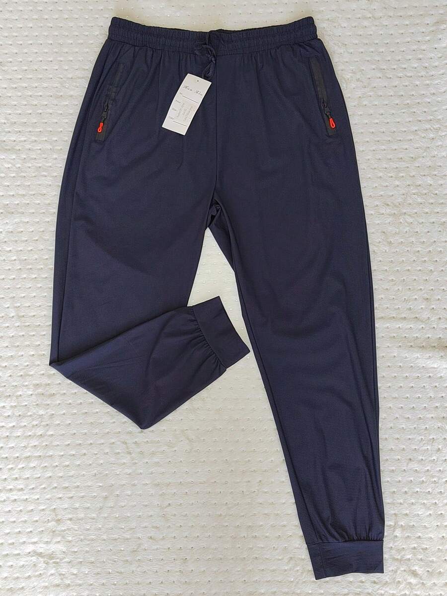 Men's Casual Sports Pants/Quick Dry/Spandex/Zipper Pocket/Elastic Waist 1XL(L1)2XL(L2)3XL(L3)4XL(L4) PLUS SIZE - 藏蓝色 - 查看 1