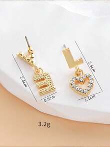 1 对女士不对称 LOVE 设计耳环，休闲时尚配饰 - 耳環 - 查看 4