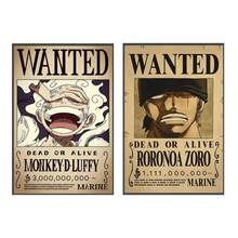 ONE PIECE Set de 1/2/3/6 pósteres de pared de , pósteres de "Se Busca" con personajes como Shanks, Sabo, Ace, Boa Hancock, Trafalgar Law, Gol D. Roger, Yamato, etc. (sin marco)
