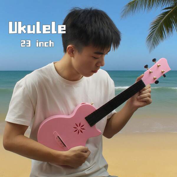 Ukulele de concierto de fibra de carbono de 23 pulgadas - Impermeable, ukulele de viaje ultraligero, adecuado para adultos y profesionales (Blanco)