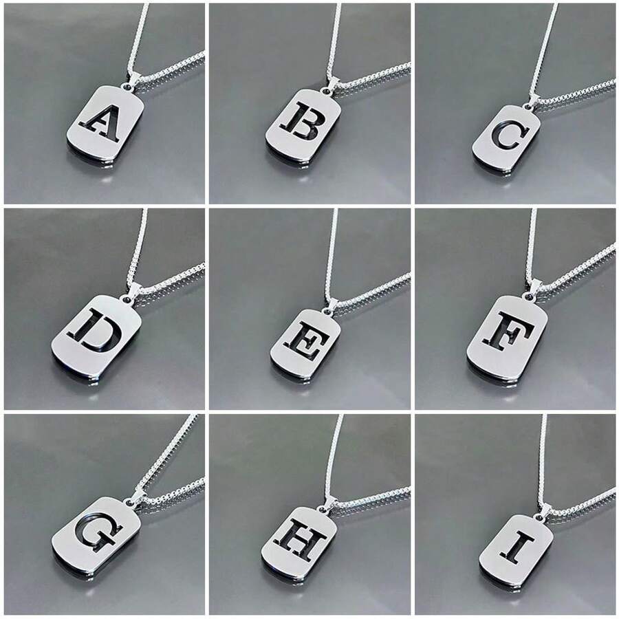 26 Letter Necklace Personalized Gift Titanium Steel Necklace Non-Fading Unisex Ins Sweater Chain Couple Sweatshirt Collarbone Chain Accessories - D - 查看 1